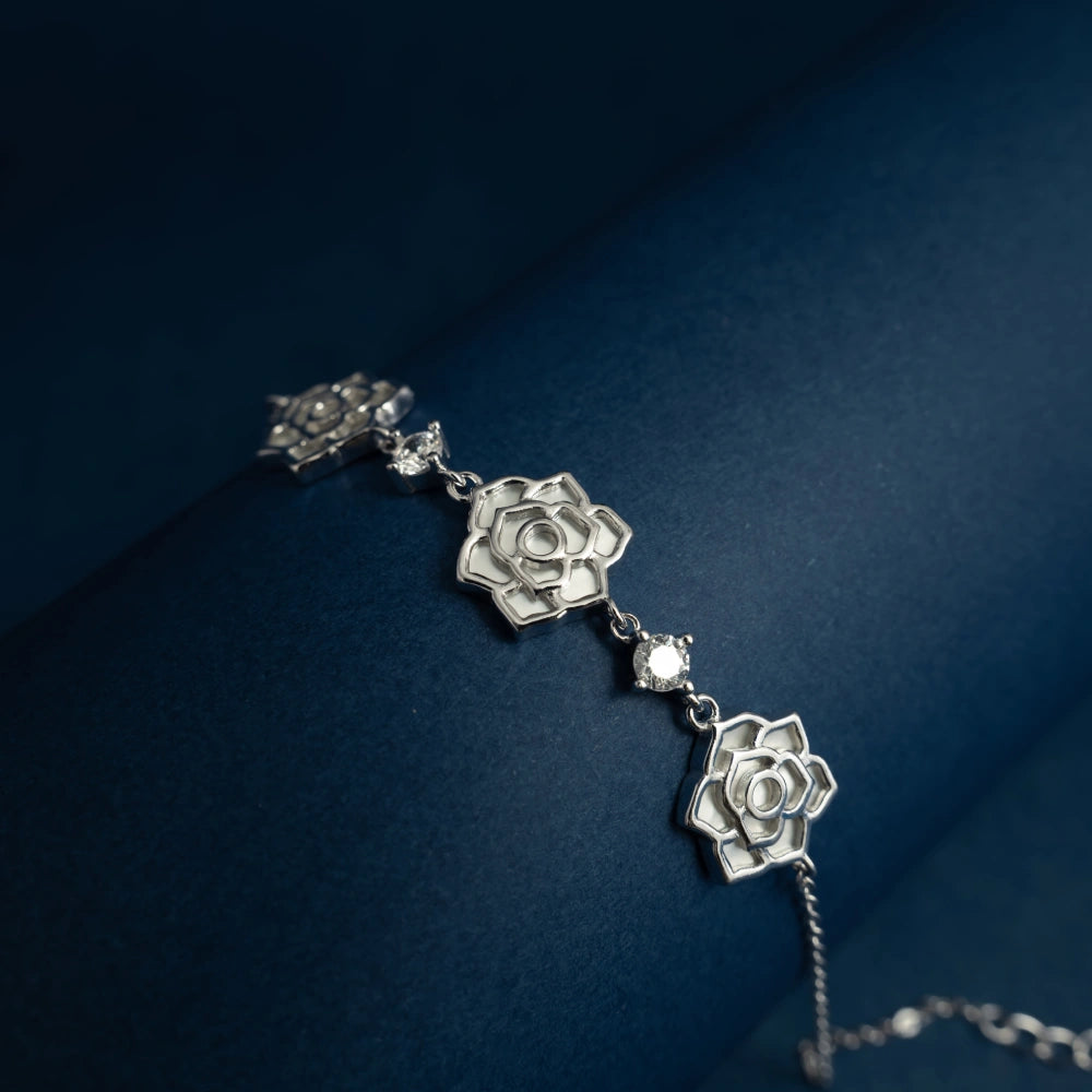Rose Flower Crystal Charm Bracelet