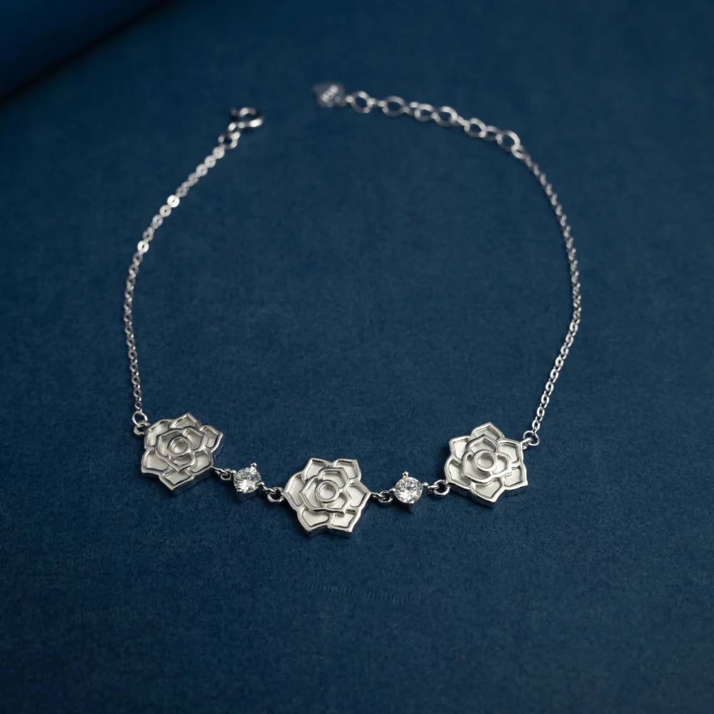 Rose Flower Crystal Charm Bracelet