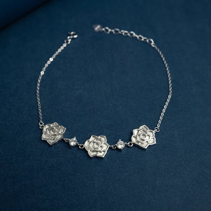 Rose Flower Crystal Charm Bracelet
