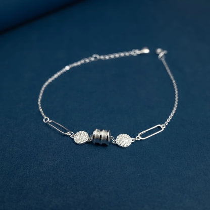 Crystal Circle Link Bracelet in Sterling Silver