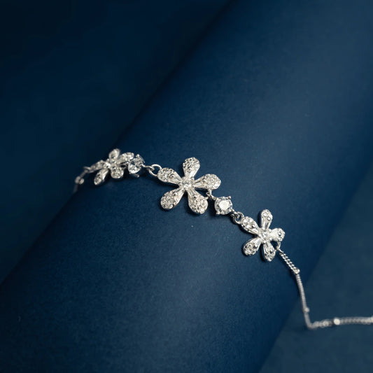 Crystal Flower Charm Bracelet