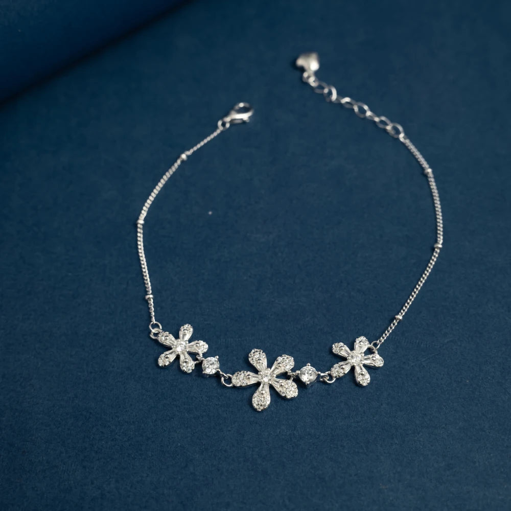 Crystal Flower Charm Bracelet