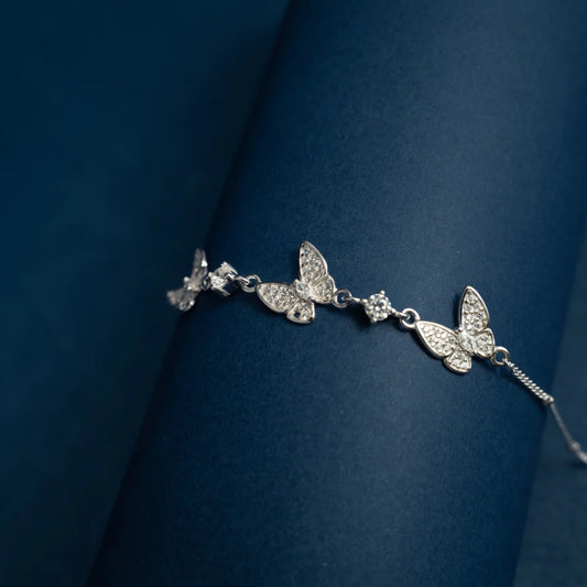 Diamond Butterfly Charm Bracelet