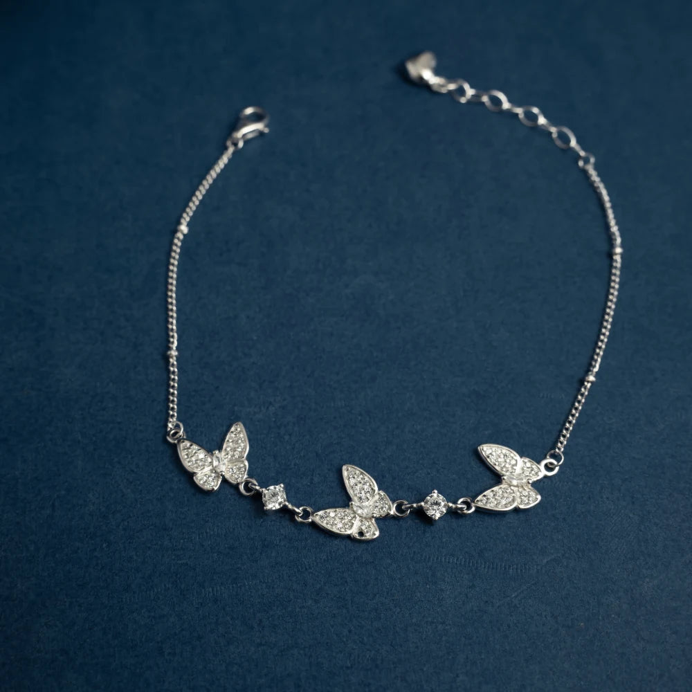 Diamond Butterfly Charm Bracelet