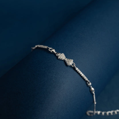 Sparkling Heart Bow Charm Bracelet