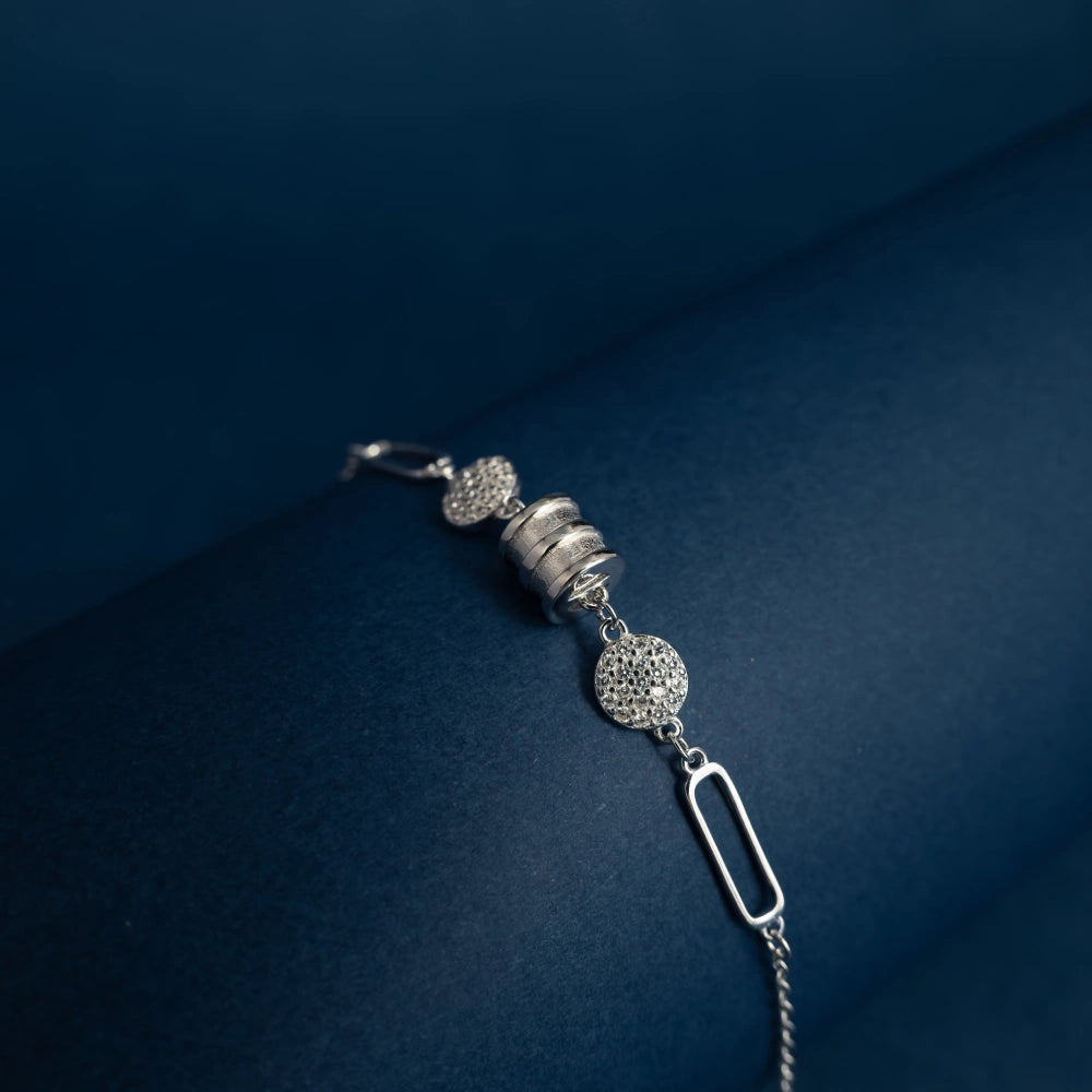 Crystal Circle Link Bracelet in Sterling Silver