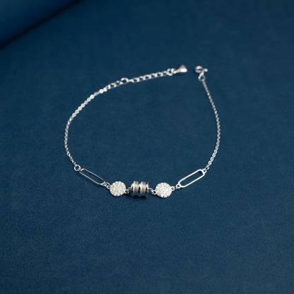 Crystal Circle Link Bracelet in Sterling Silver