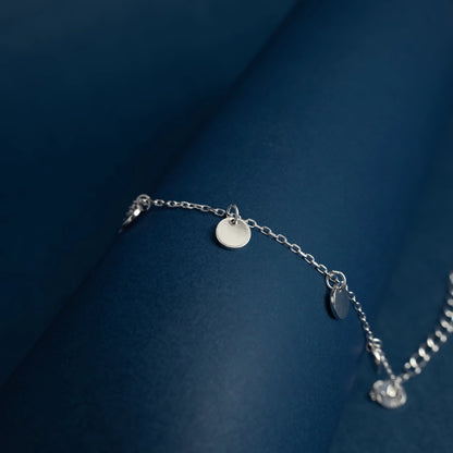 Sterling Silver Disc Charm Bracelet