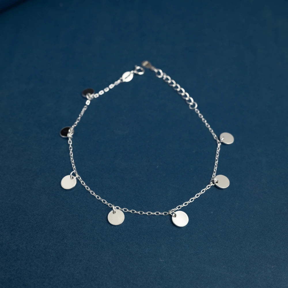 Sterling Silver Disc Charm Bracelet