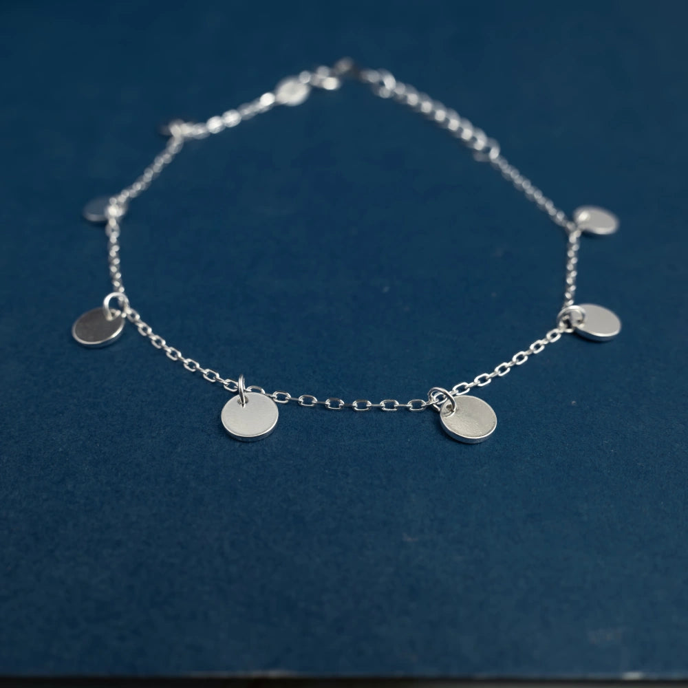 Sterling Silver Disc Charm Bracelet
