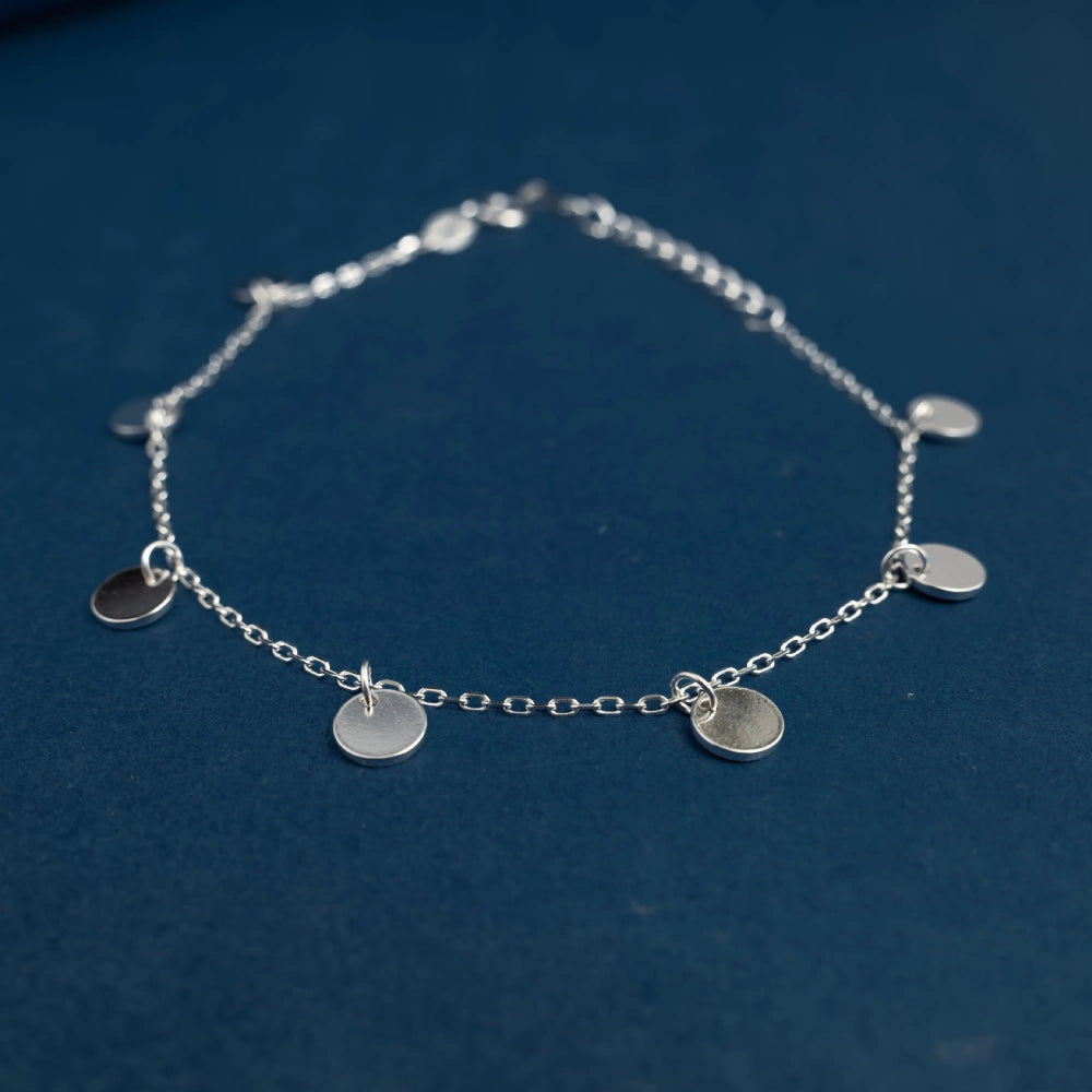 Sterling Silver Disc Charm Bracelet