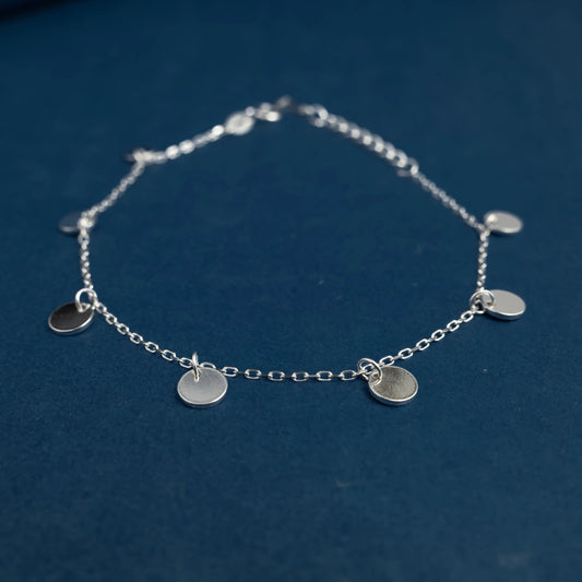 Sterling Silver Disc Charm Bracelet