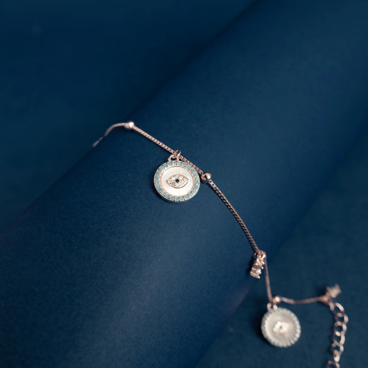 Rose Gold Evil Eye Charm Bracelet