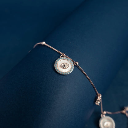 Rose Gold Evil Eye Charm Bracelet