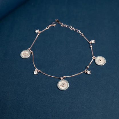 Rose Gold Evil Eye Charm Bracelet