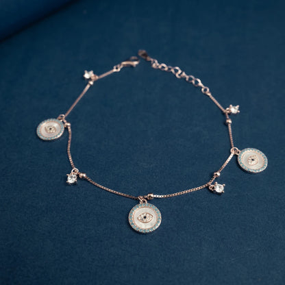 Rose Gold Evil Eye Charm Bracelet