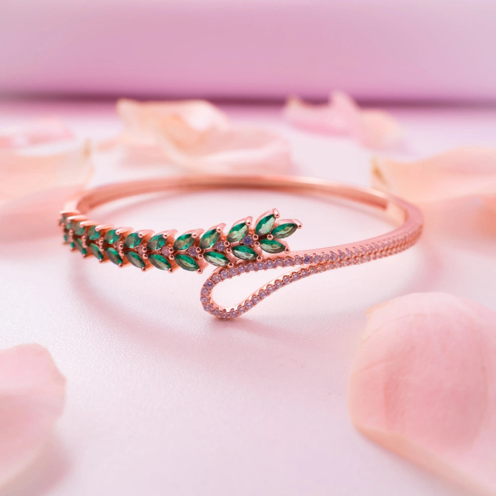 Crystal Leaf Rose Gold Bracelet