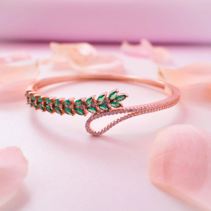 Crystal Leaf Rose Gold Bracelet