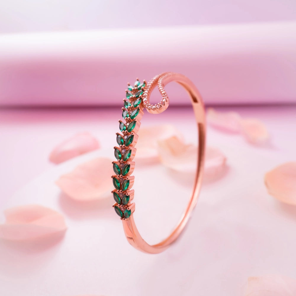Crystal Leaf Rose Gold Bracelet