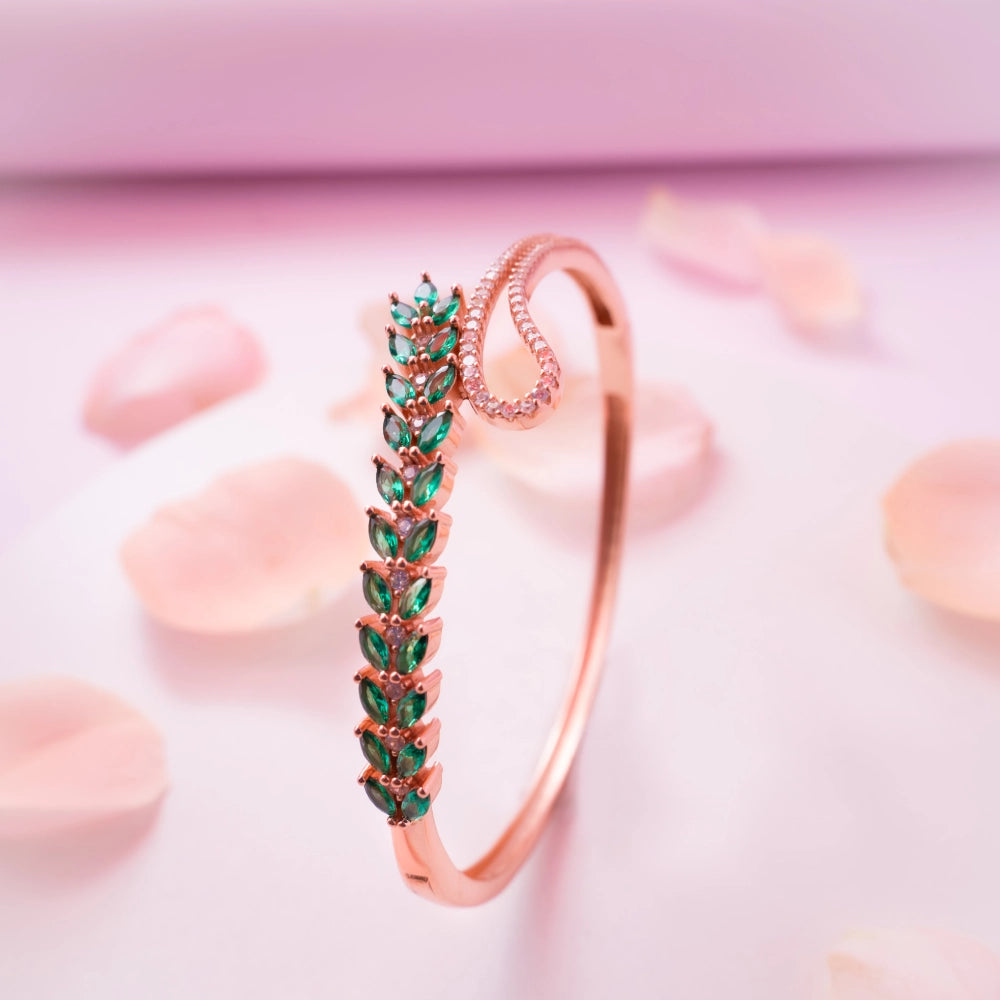Crystal Leaf Rose Gold Bracelet