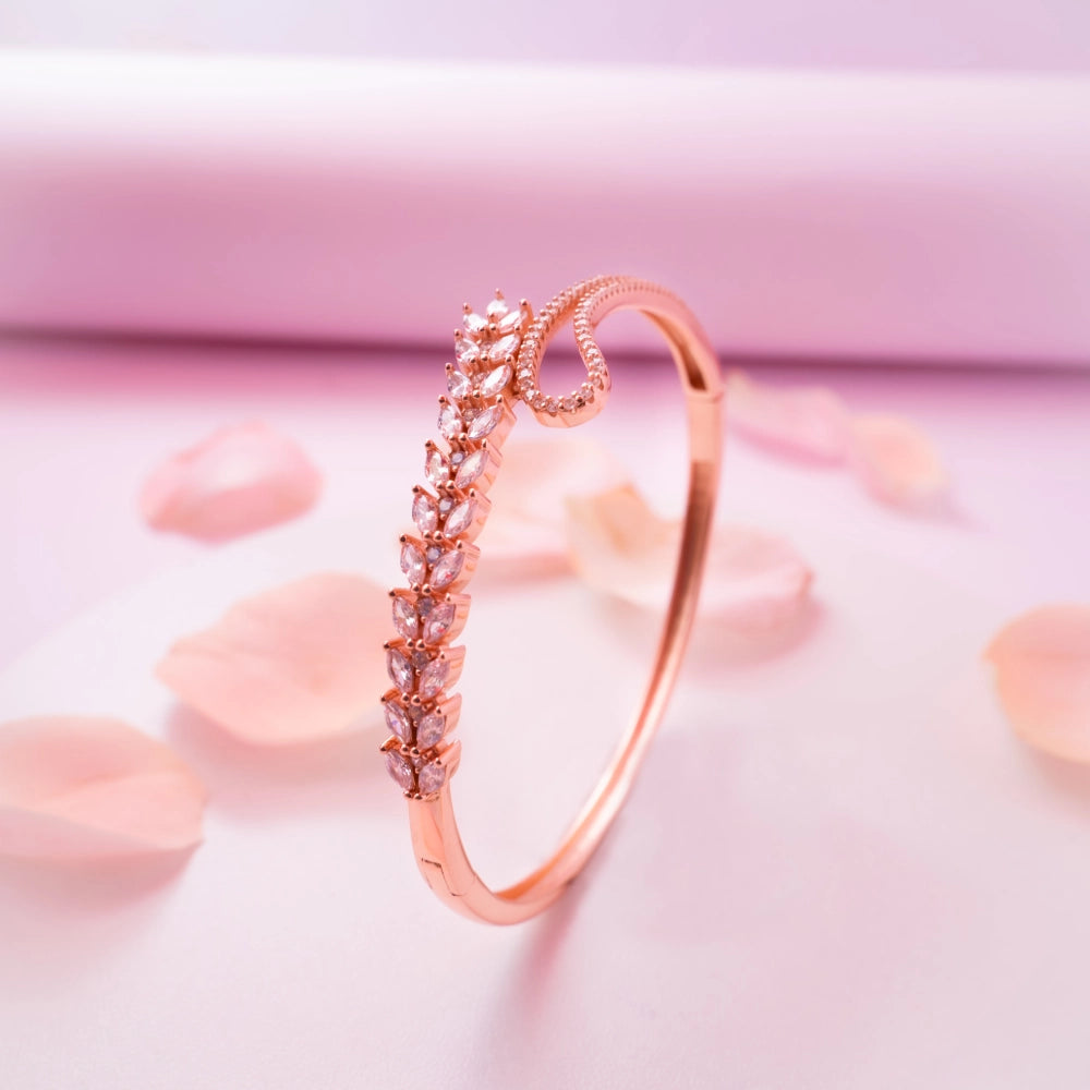 Crystal Leaf Rose Gold Bracelet