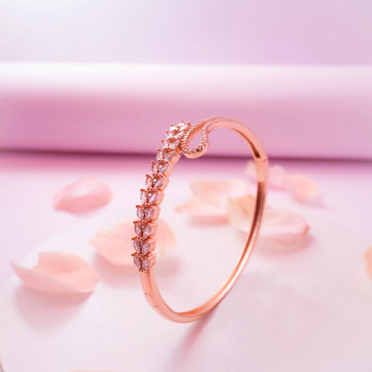 Crystal Leaf Rose Gold Bracelet