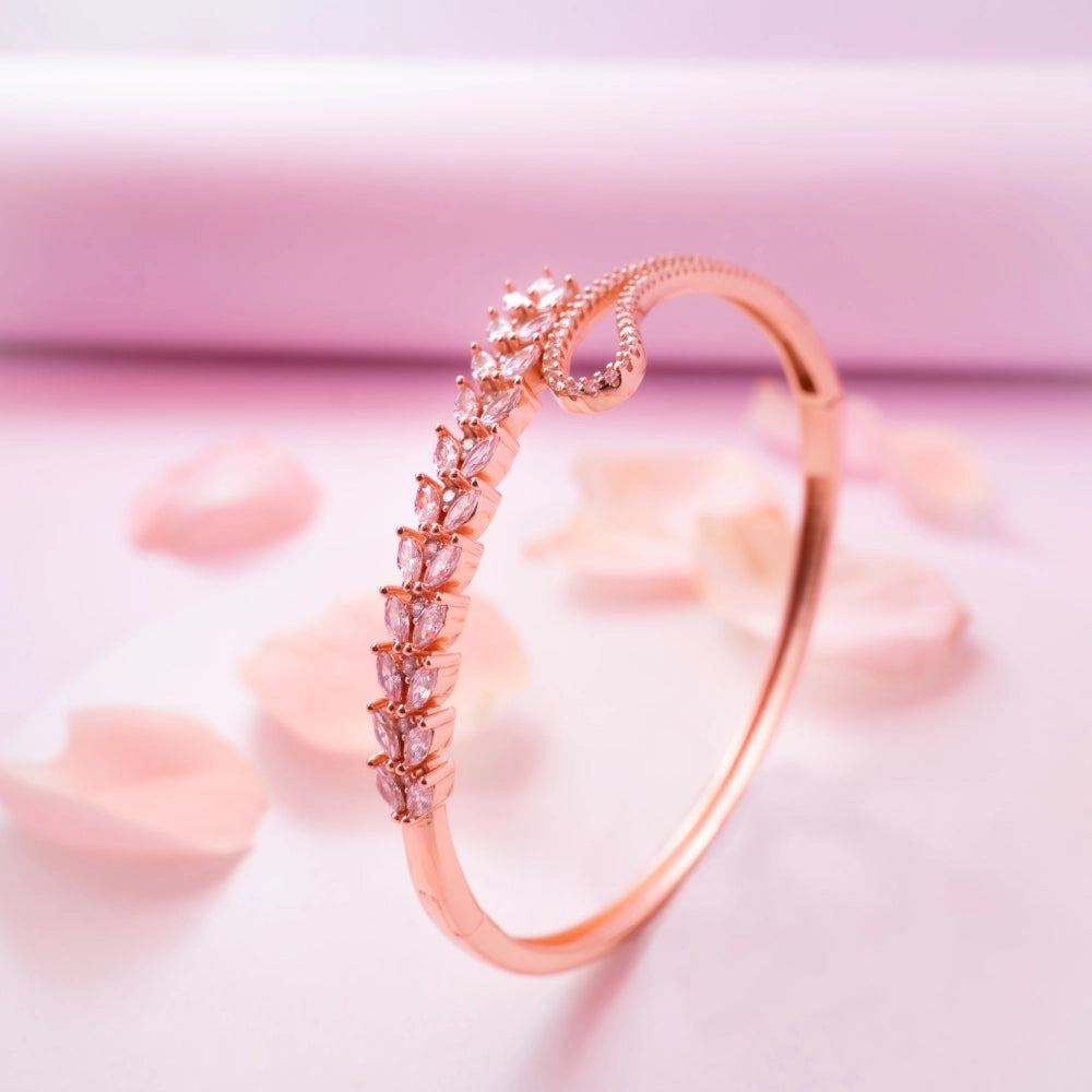 Crystal Leaf Rose Gold Bracelet
