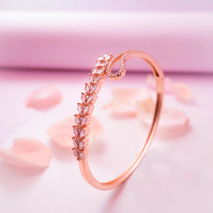 Crystal Leaf Rose Gold Bracelet