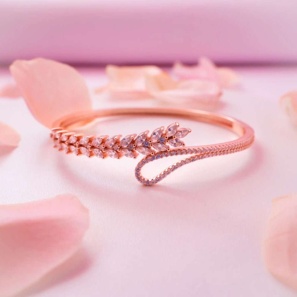 Crystal Leaf Rose Gold Bracelet