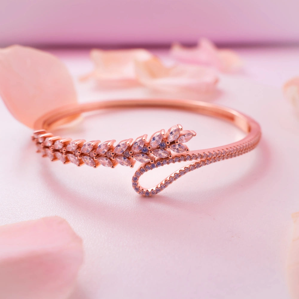 Crystal Leaf Rose Gold Bracelet