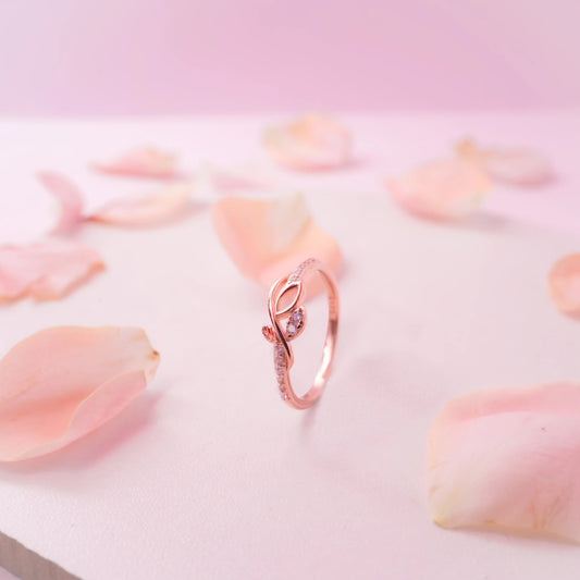 Crystal Leaf Elegance Ring