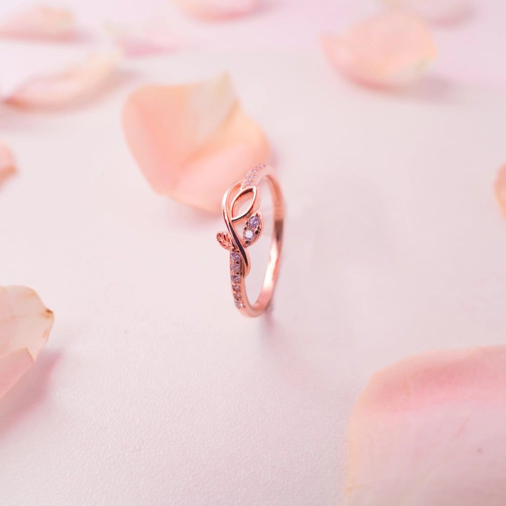 Crystal Leaf Elegance Ring