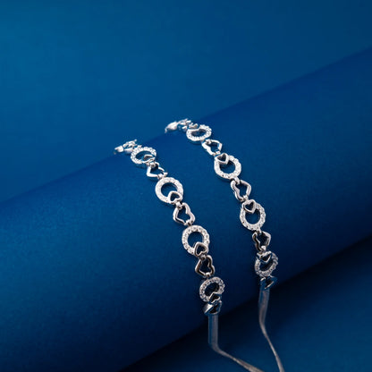 Silver Circle Link Chain Anklets
