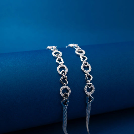Silver Circle Link Chain Anklets