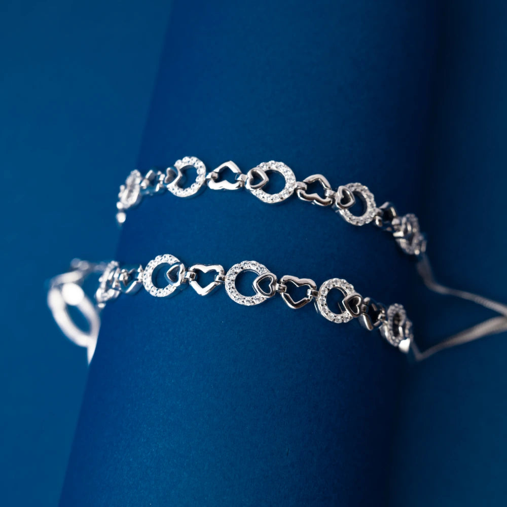 Silver Circle Link Chain Anklets