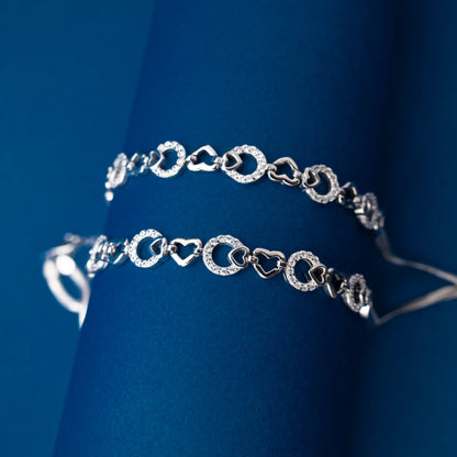 Silver Circle Link Chain Anklets