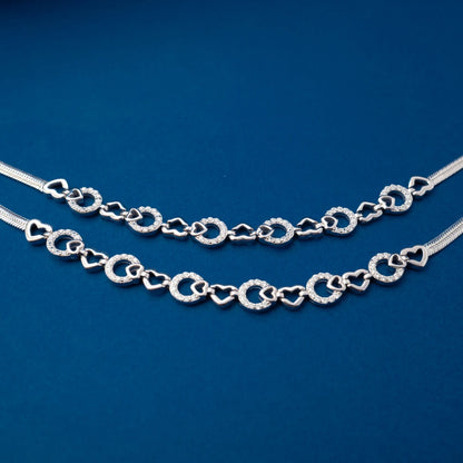 Silver Circle Link Chain Anklets
