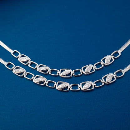 Silver Modern Link Anklet
