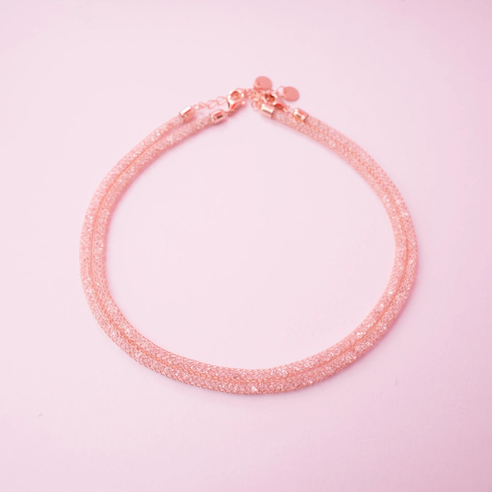 Rose Gold Crystal Mesh Choker Anklets