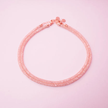 Rose Gold Crystal Mesh Choker Anklets