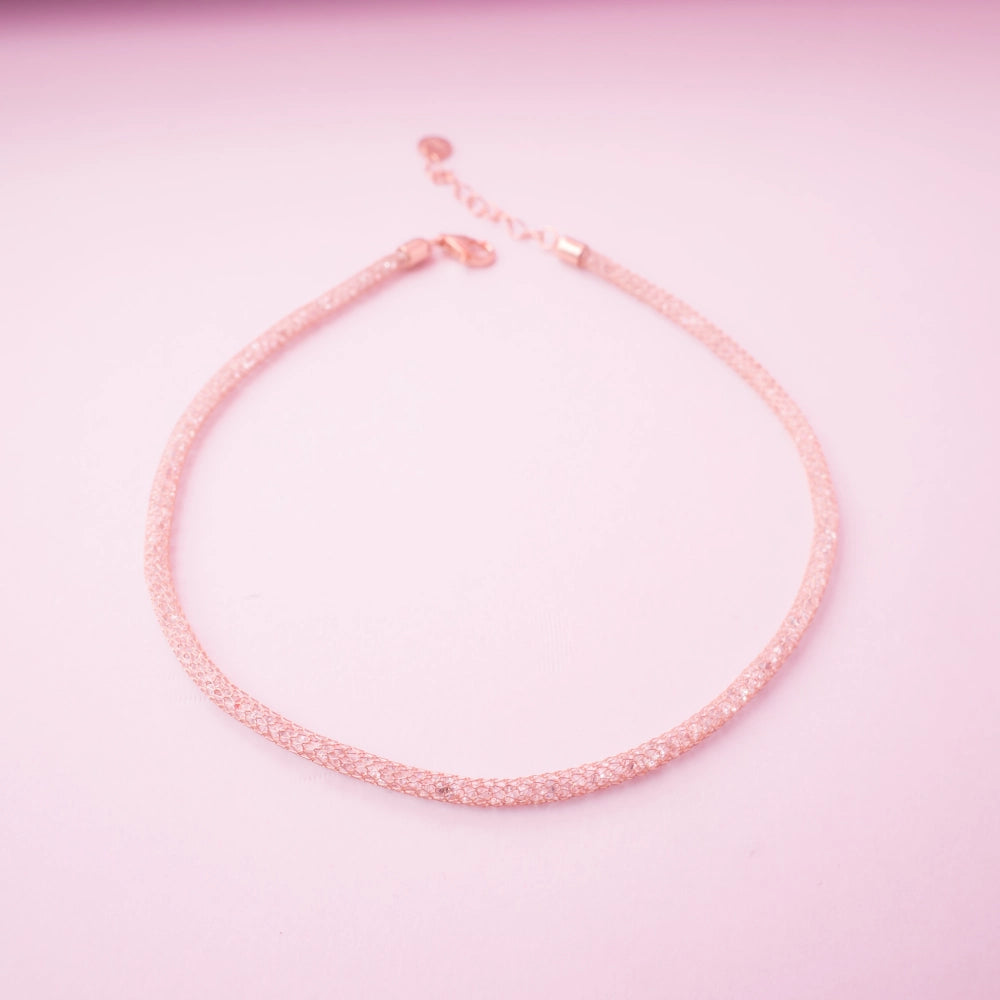 Rose Gold Crystal Mesh Choker Anklets