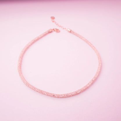 Rose Gold Crystal Mesh Choker Anklets
