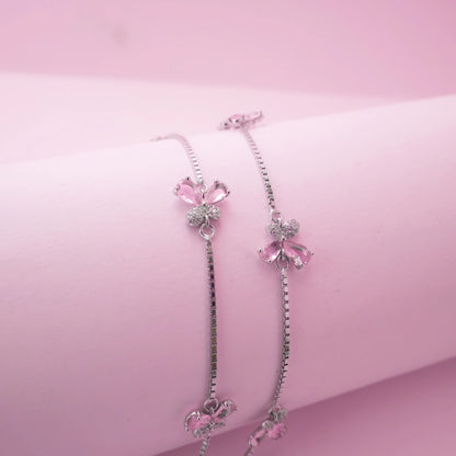 Pink Crystal Butterfly Anklets