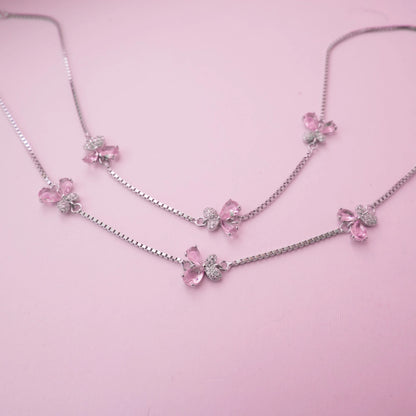Pink Crystal Butterfly Anklets