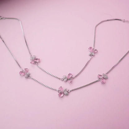 Pink Crystal Butterfly Anklets