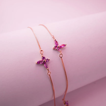 Amethyst Floral Layered Anklet