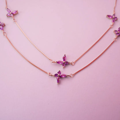 Amethyst Floral Layered Anklet