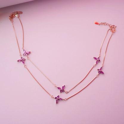 Amethyst Floral Layered Anklet