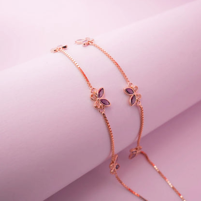 Amethyst Butterfly Anklet