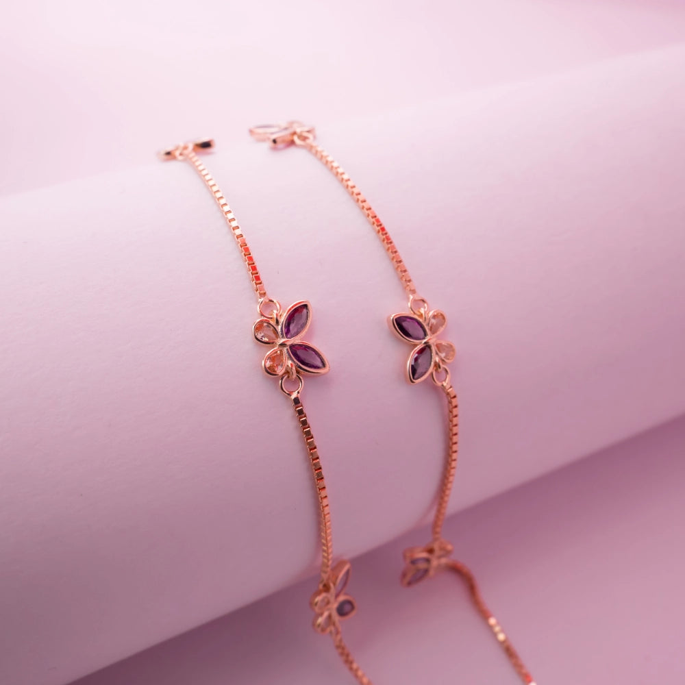 Amethyst Butterfly Anklet